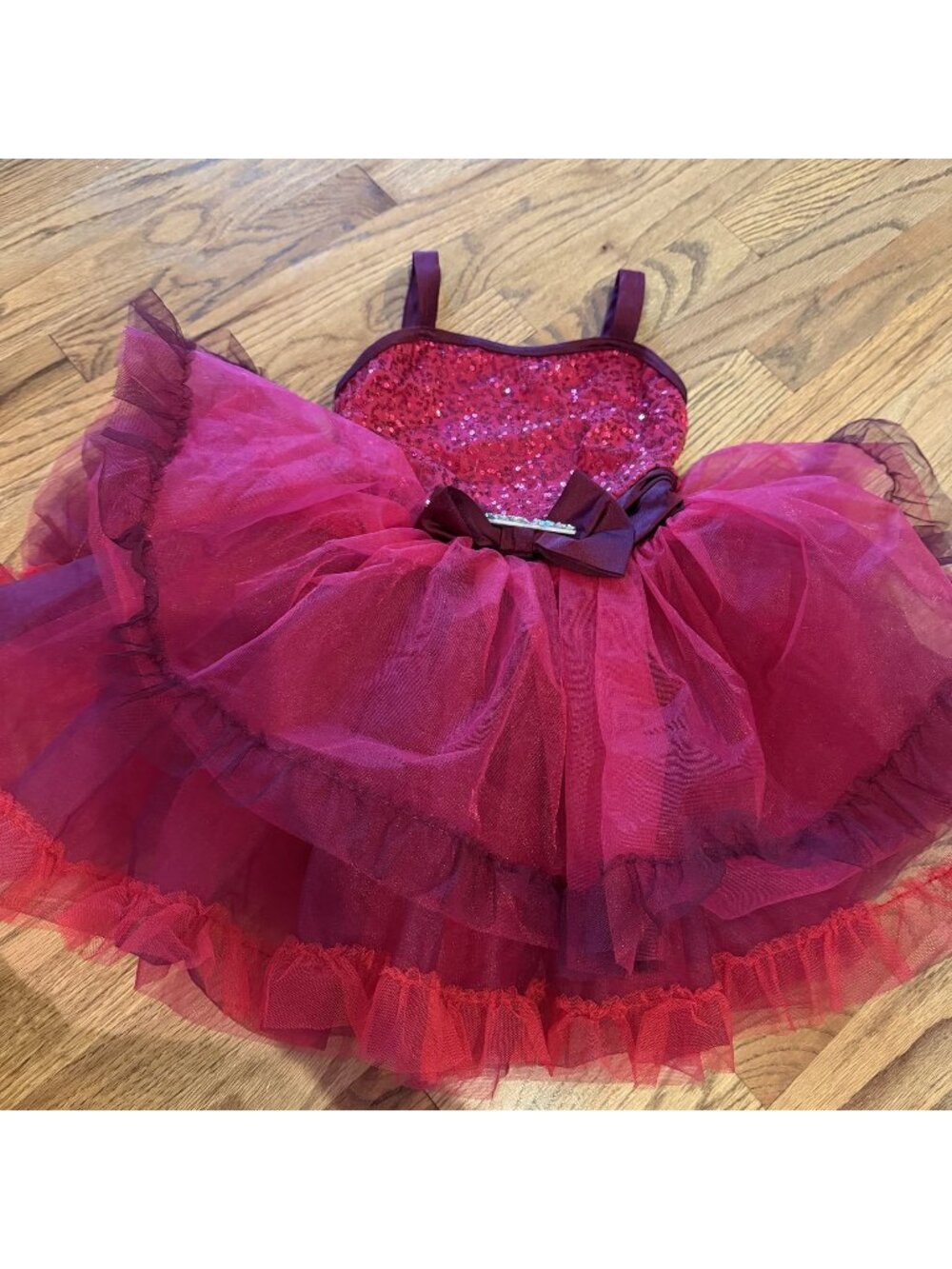 WEISSMAN GIRLS IC CRANBERRY RED COMPETITION DANCE COSTUME TAP JAZZ MUSICAL THEAT